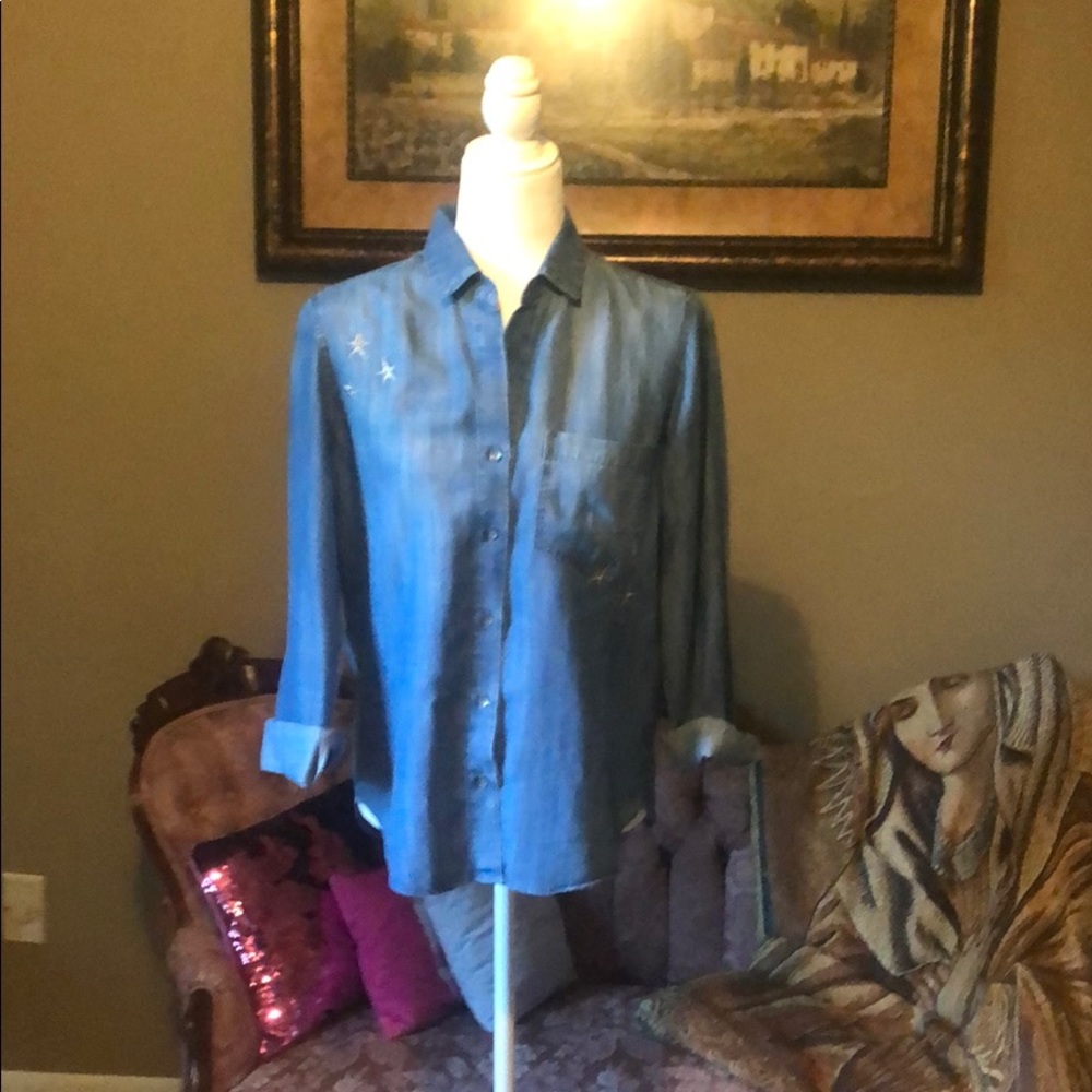 100% Tencel -lyocell  button down jean shirt